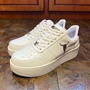 Windsor Smith White and Rose Gold Sneakers